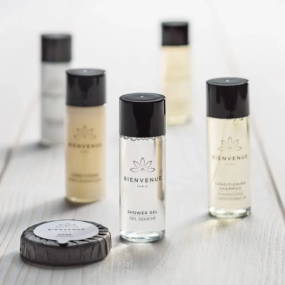 Hotels Linens & Amenities Inc. Artículos de tocador para hoteles de marca privada Jabón corporal Kit de artículos de tocador para hoteles con logotipo personalizado