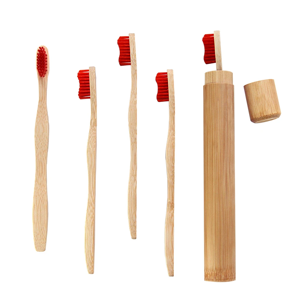Cepillo de dientes de madera de bambú personalizado para adultos 100% biodegradable cerdas suaves de carbón desechable para uso doméstico