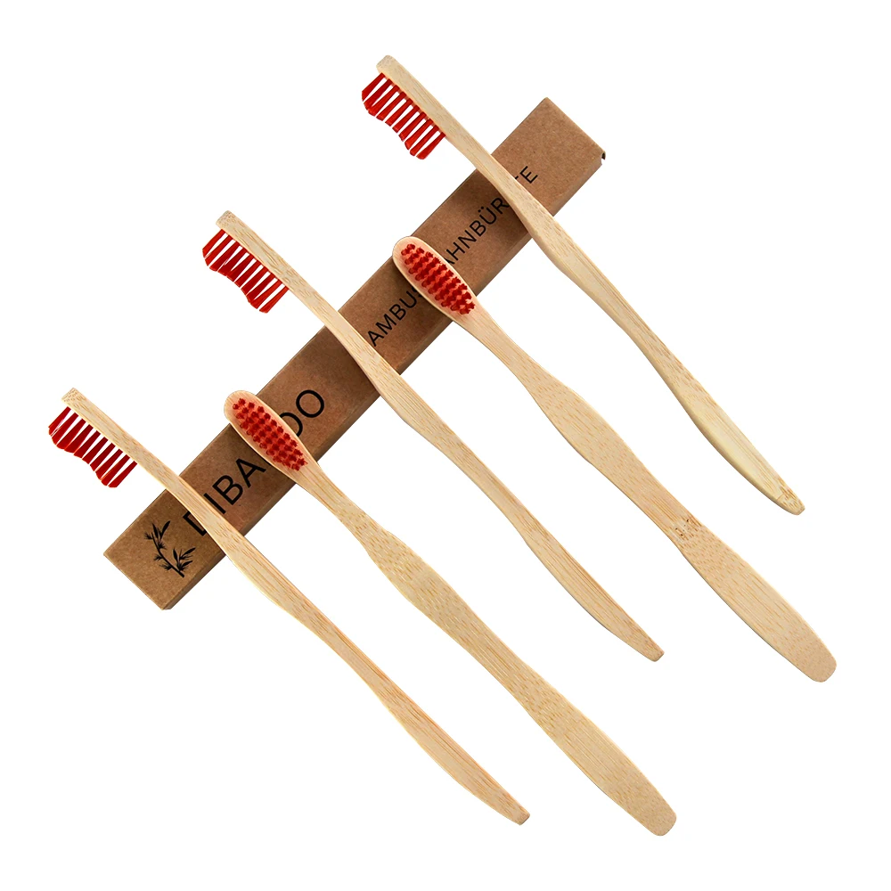 Cepillo de dientes de madera de bambú personalizado para adultos 100% biodegradable cerdas suaves de carbón desechable para uso doméstico