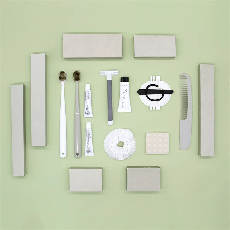 Sets de Baño de Lujo Kit de Amenidades Secas Portátil Reciclable y Ecológico para Hotel Mármol