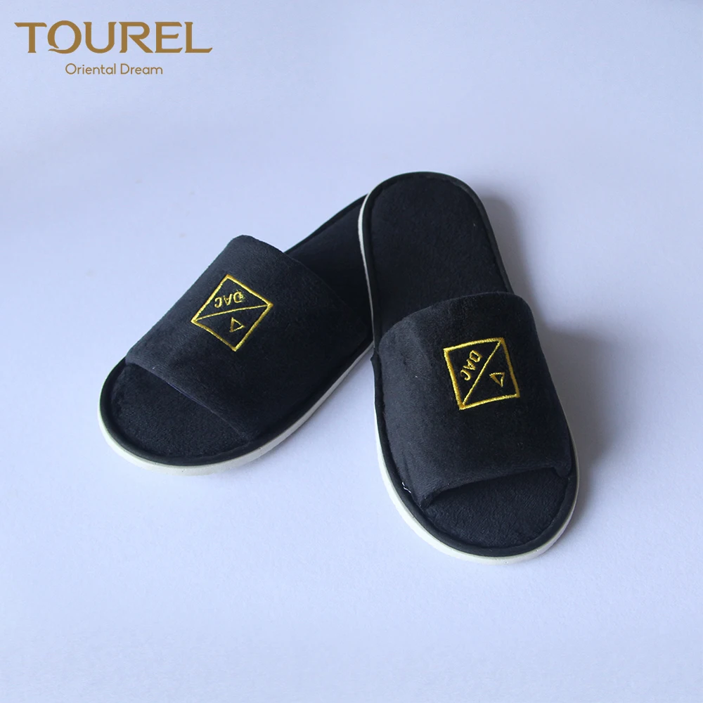 Pantufla de Hotel Desechable de Algodón y Terciopelo a Bajo Precio, Suave y Personalizada con Característica Reciclable