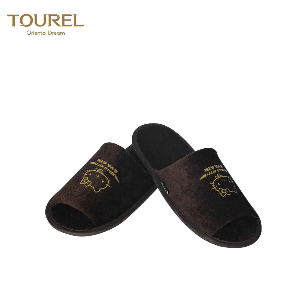 Pantufla de Hotel Desechable de Algodón y Terciopelo a Bajo Precio, Suave y Personalizada con Característica Reciclable