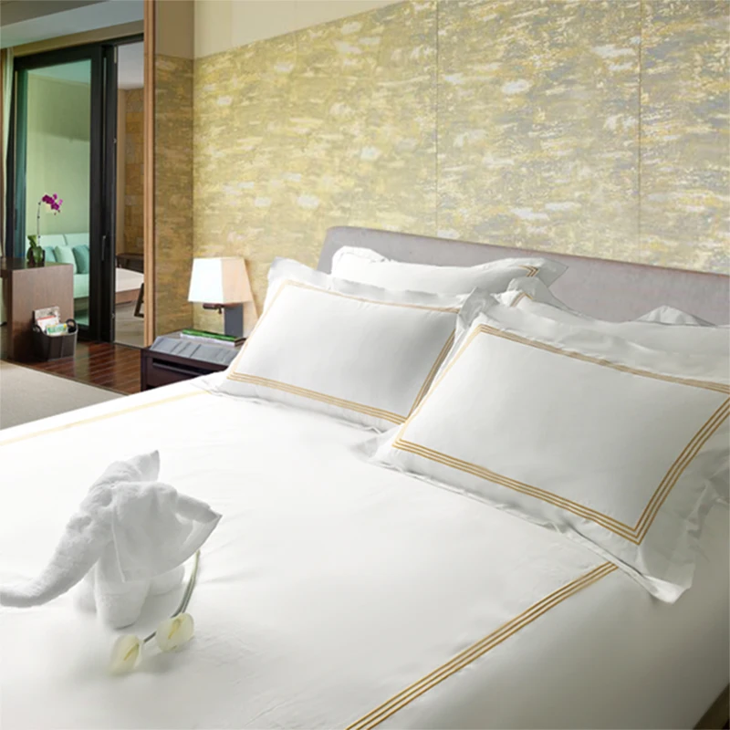 5star Luxury T Dubai 350t Egyptian Latest Design 300-1000 Tc 100 Cotton Plain White T200 Hotel Bed Sheet