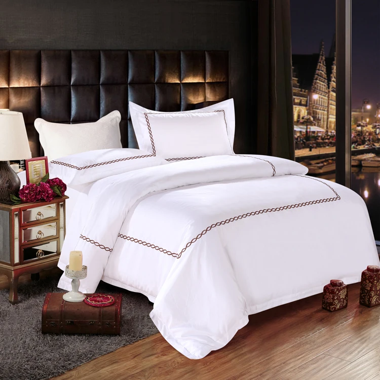 Collection Hôtel 5 étoiles Luxury Resort Couette Simple avec Couvre-lit en Tissu Velours Gaufré Uni Uni National 4 Pièces